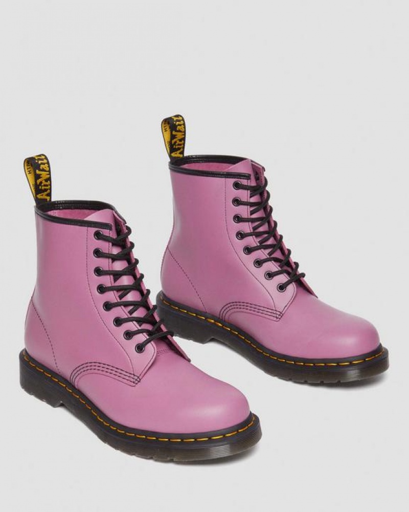 Men's Dr Martens 1460 Smooth Leather Lace Up Boots Purple | Australia_Dr85226