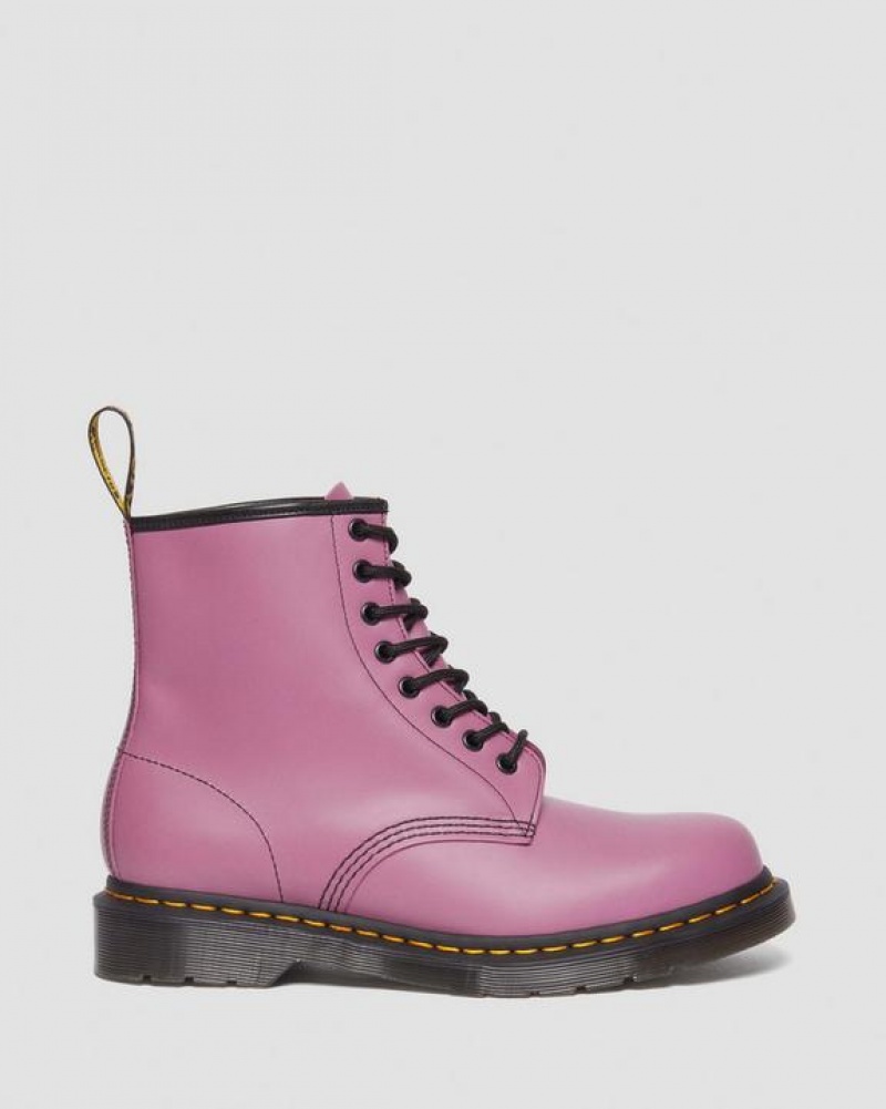 Men's Dr Martens 1460 Smooth Leather Lace Up Boots Purple | Australia_Dr85226