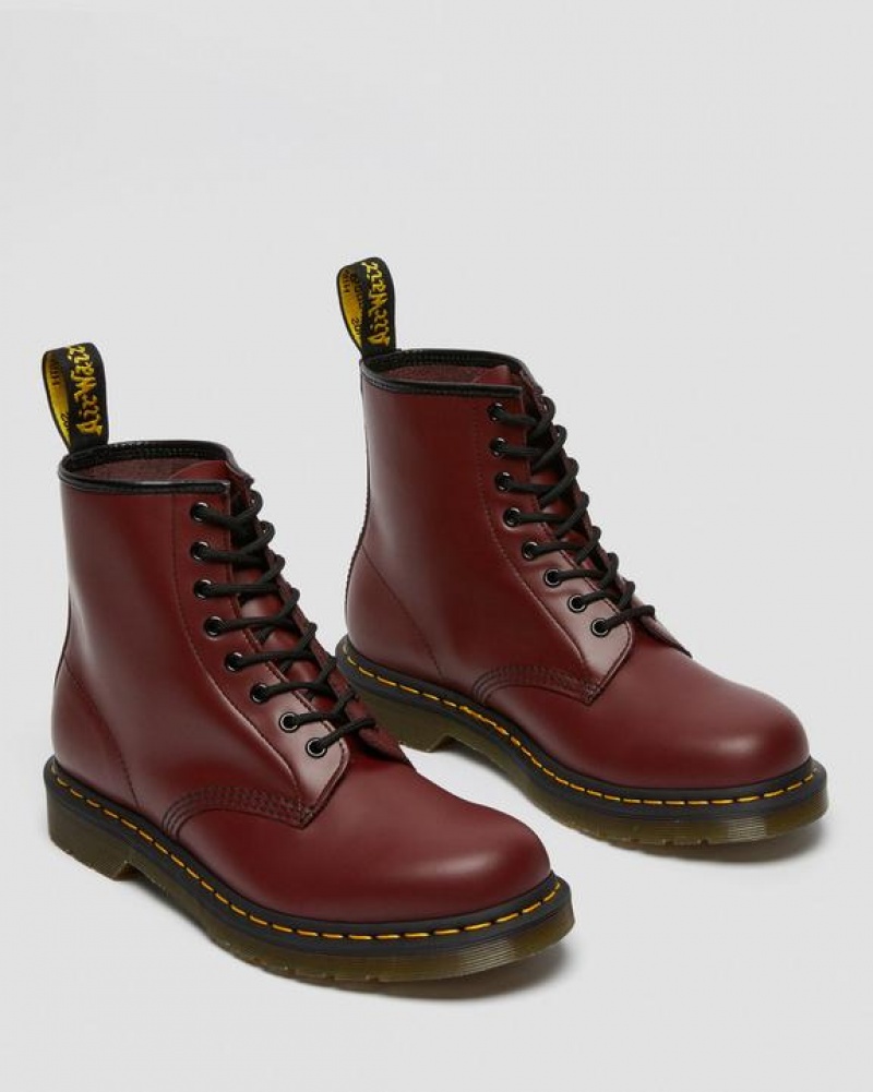 Men's Dr Martens 1460 Smooth Leather Lace Up Boots Pink Red | Australia_Dr35249