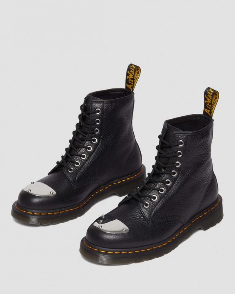 Men's Dr Martens 1460 Toe Plate Lunar Leather Jungle Zip Boots Black | Australia_Dr15011