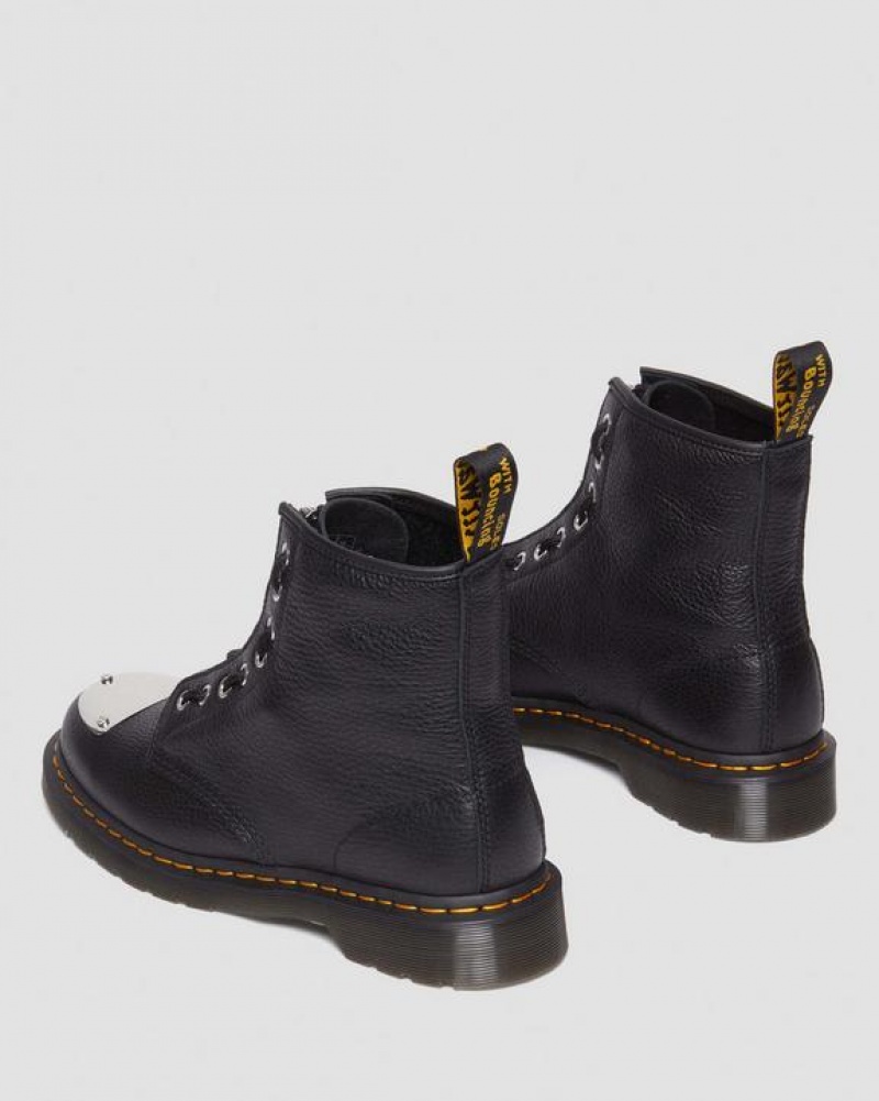 Men's Dr Martens 1460 Toe Plate Lunar Leather Jungle Zip Boots Black | Australia_Dr15011