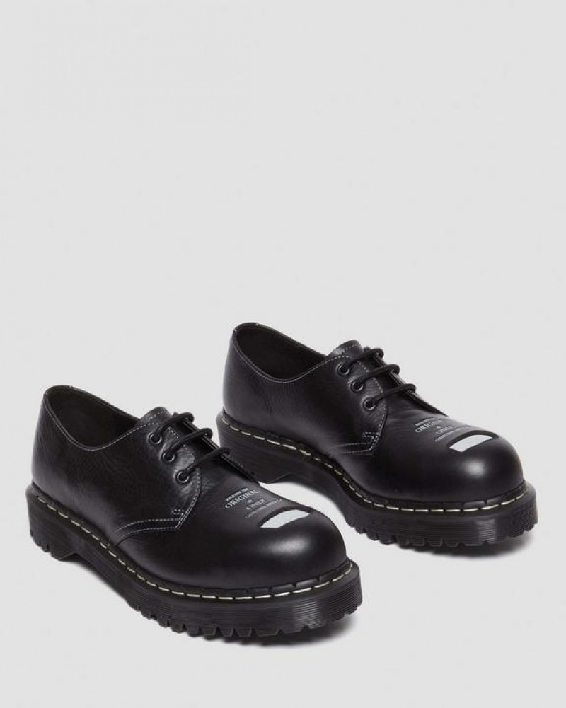 Men's Dr Martens 1461 Bex Exposed Steel Toe Oxford Shoes Black | Australia_Dr79163