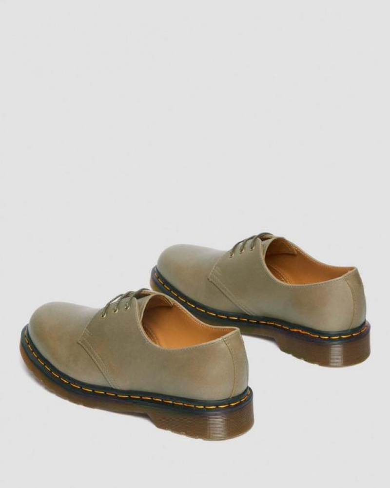 Men's Dr Martens 1461 Carrara Leather Oxford Shoes Olive | Australia_Dr60878