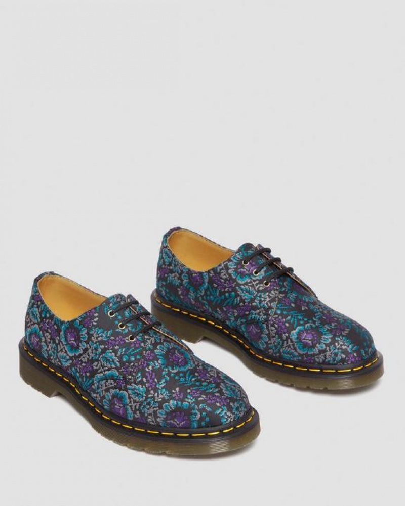 Men's Dr Martens 1461 Floral Jacquard Oxord Shoes Black / Purple | Australia_Dr57563