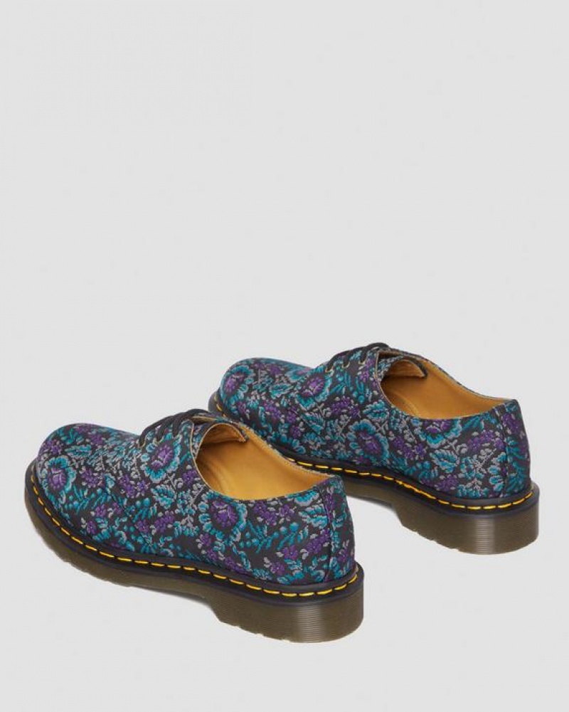 Men's Dr Martens 1461 Floral Jacquard Oxord Shoes Black / Purple | Australia_Dr57563