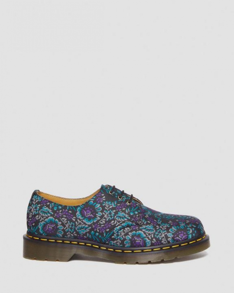 Men's Dr Martens 1461 Floral Jacquard Oxord Shoes Black / Purple | Australia_Dr57563