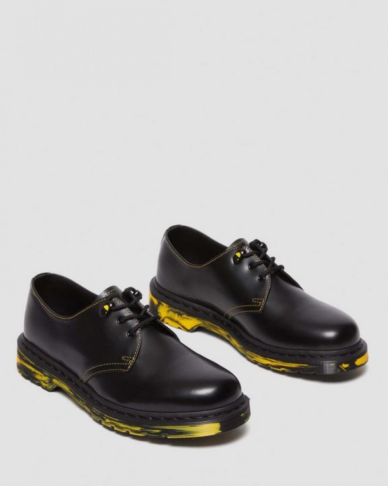 Men's Dr Martens 1461 Marbled Sole Leather Oxford Shoes Black | Australia_Dr13892