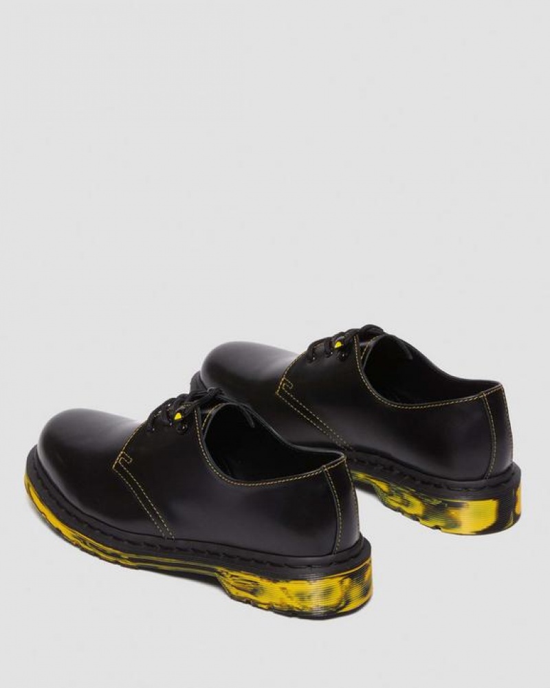 Men's Dr Martens 1461 Marbled Sole Leather Oxford Shoes Black | Australia_Dr13892