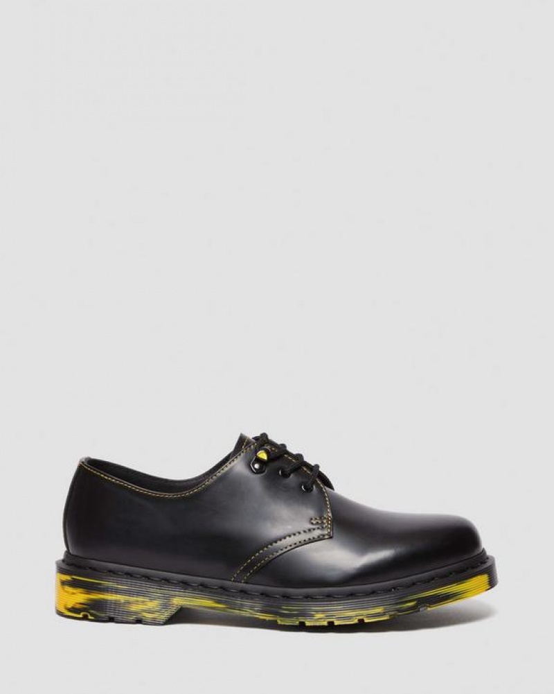 Men's Dr Martens 1461 Marbled Sole Leather Oxford Shoes Black | Australia_Dr13892