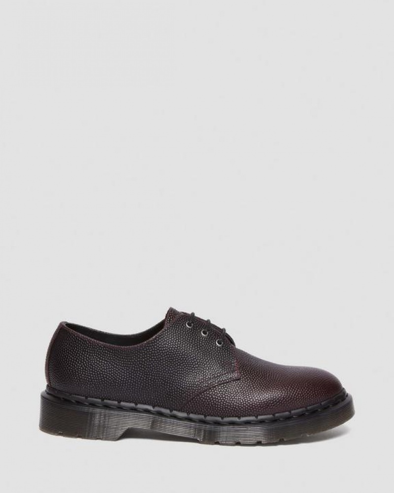 Men's Dr Martens 1461 Pebble Grain Leather Oxford Shoes Burgundy | Australia_Dr91770