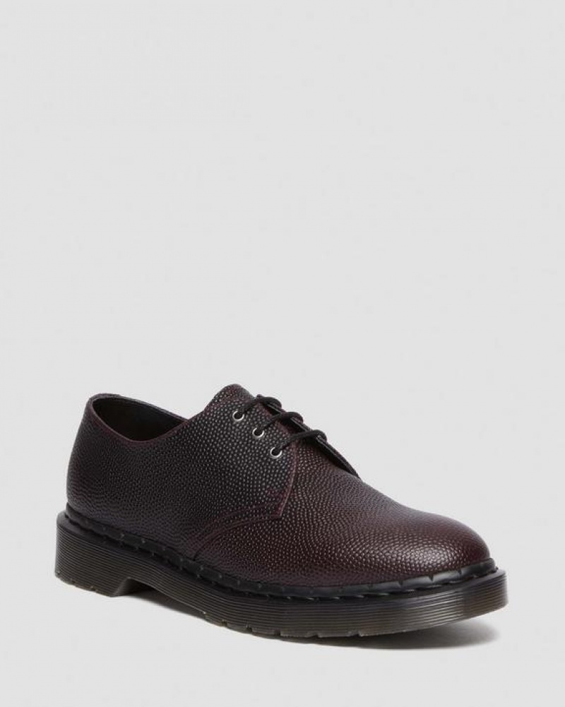 Men\'s Dr Martens 1461 Pebble Grain Leather Oxford Shoes Burgundy | Australia_Dr91770