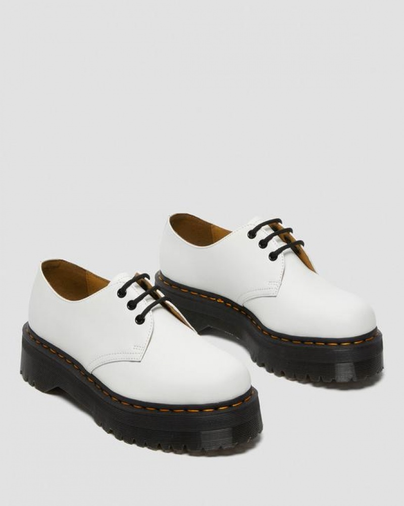 Men's Dr Martens 1461 Smooth Leather Platform Shoes White | Australia_Dr71697