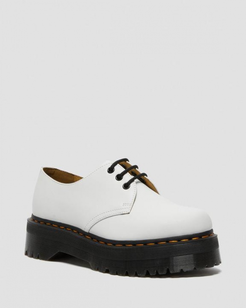 Men\'s Dr Martens 1461 Smooth Leather Platform Shoes White | Australia_Dr71697