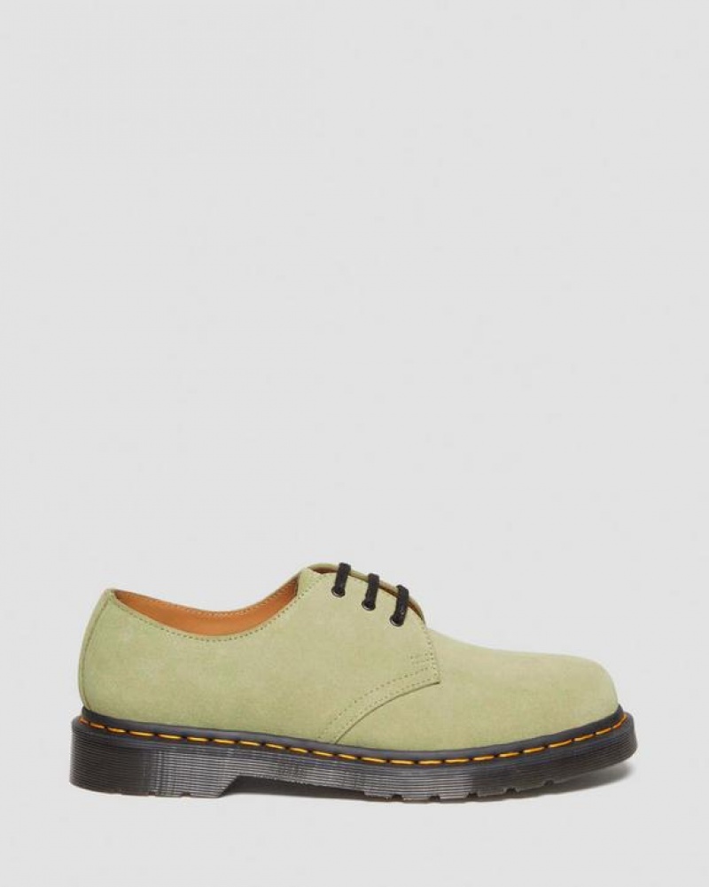 Men's Dr Martens 1461 Suede Oxford Shoes Olive | Australia_Dr91051