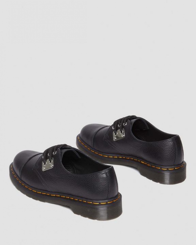 Men's Dr Martens 1461 Toe Plate Lunar Leather Oxford Shoes Black | Australia_Dr30593