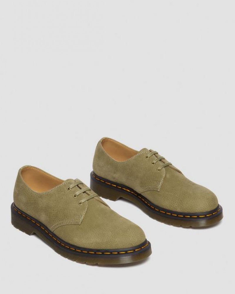 Men's Dr Martens 1461 Tumbled Nubuck Leather Oxford Shoes Olive | Australia_Dr92573