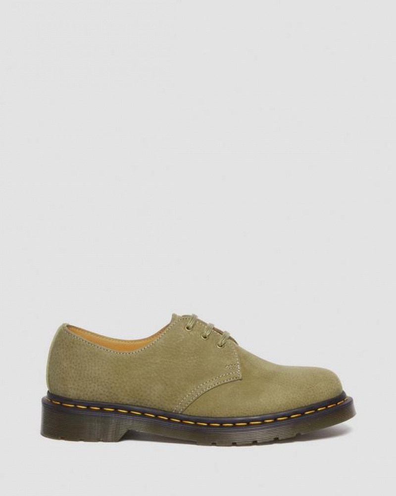 Men's Dr Martens 1461 Tumbled Nubuck Leather Oxford Shoes Olive | Australia_Dr92573