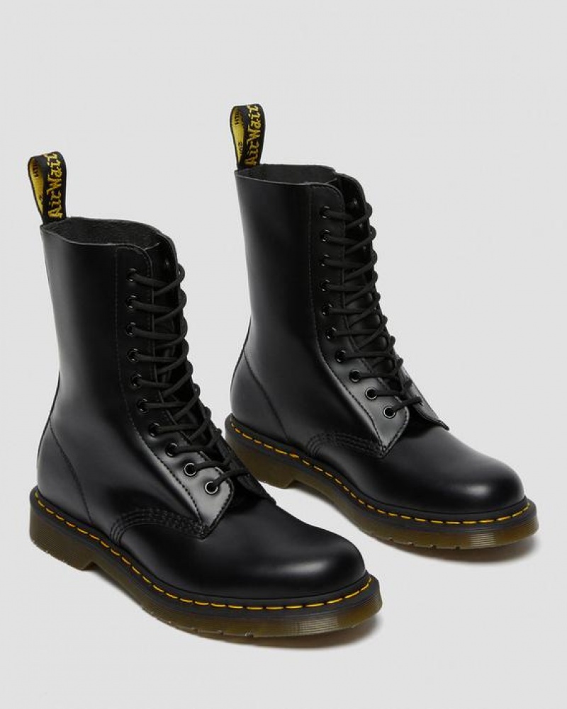 Men's Dr Martens 1490 Smooth Leather Mid Calf Boots Black | Australia_Dr21321