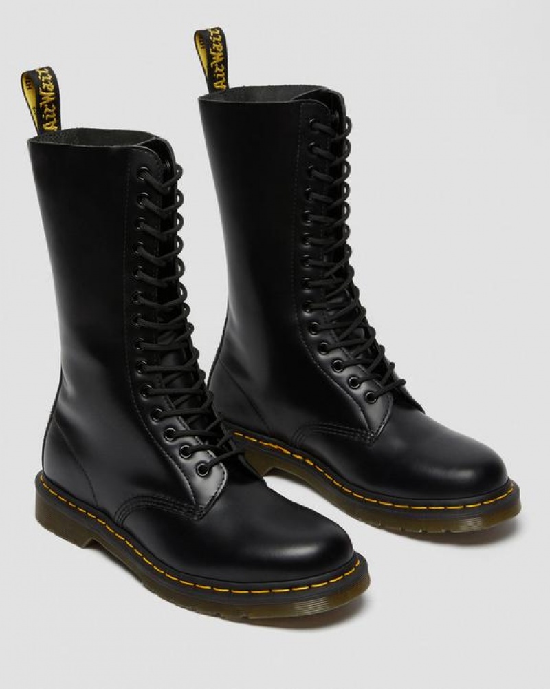 Men's Dr Martens 1914 Smooth Leather Tall Boots Black | Australia_Dr23629