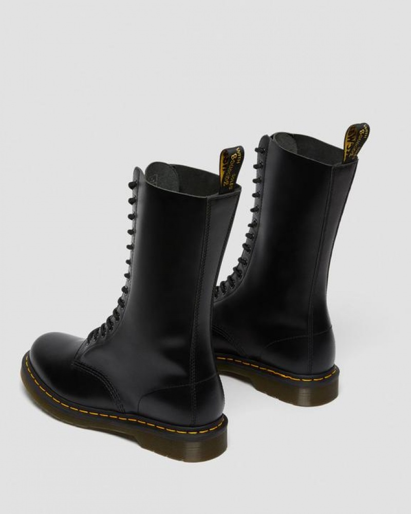 Men's Dr Martens 1914 Smooth Leather Tall Boots Black | Australia_Dr23629