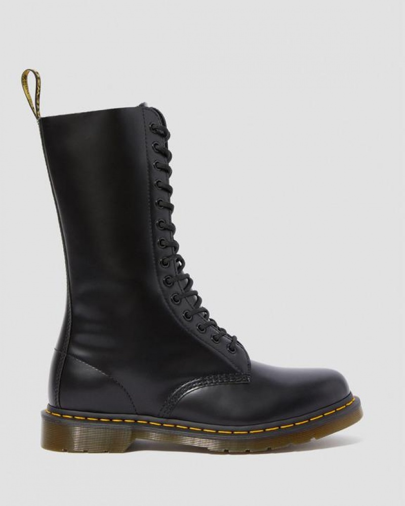 Men's Dr Martens 1914 Smooth Leather Tall Boots Black | Australia_Dr23629