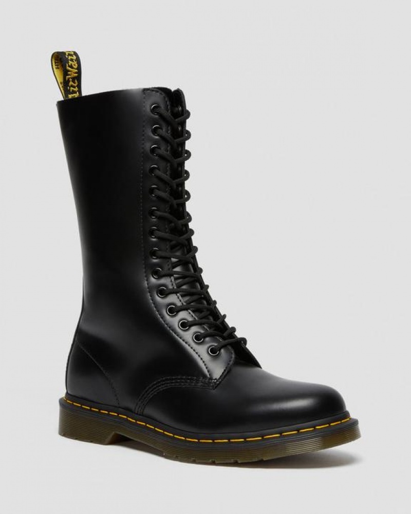 Men\'s Dr Martens 1914 Smooth Leather Tall Boots Black | Australia_Dr23629