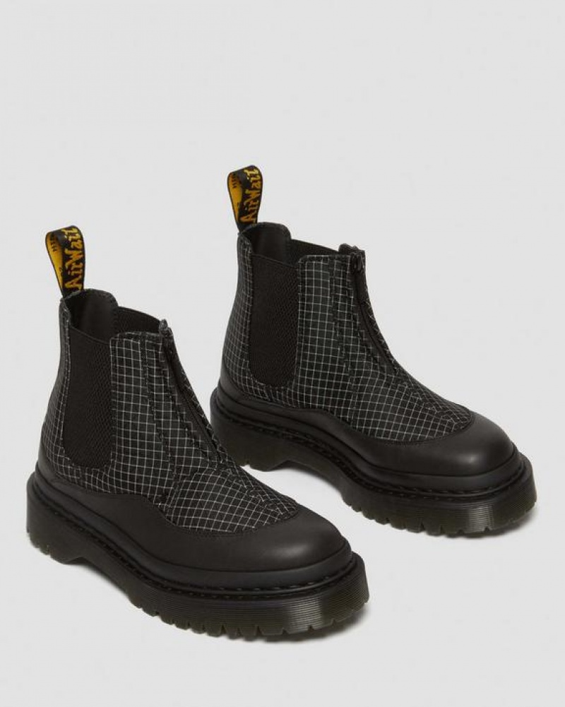 Men's Dr Martens 2976 Beta Bex Grid Chelsea Boots Black / White | Australia_Dr36677