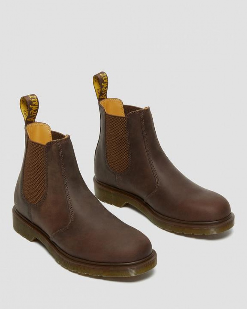 Men's Dr Martens 2976 Crazy Horse Leather Chelsea Boots Brown | Australia_Dr23554