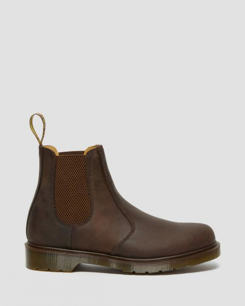 Men's Dr Martens 2976 Crazy Horse Leather Chelsea Boots Brown | Australia_Dr23554