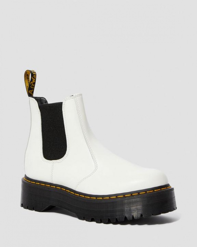 Men\'s Dr Martens 2976 Smooth Leather Chelsea Platform Shoes White | Australia_Dr82444