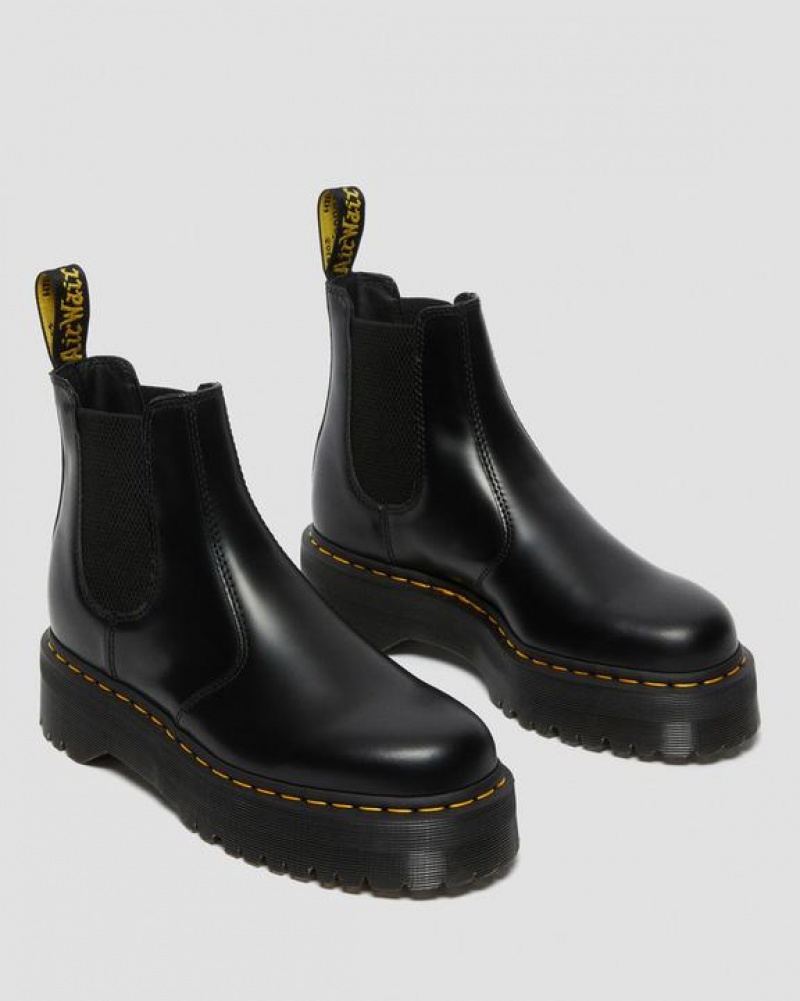 Men's Dr Martens 2976 Smooth Leather Chelsea Platform Shoes Black | Australia_Dr79579