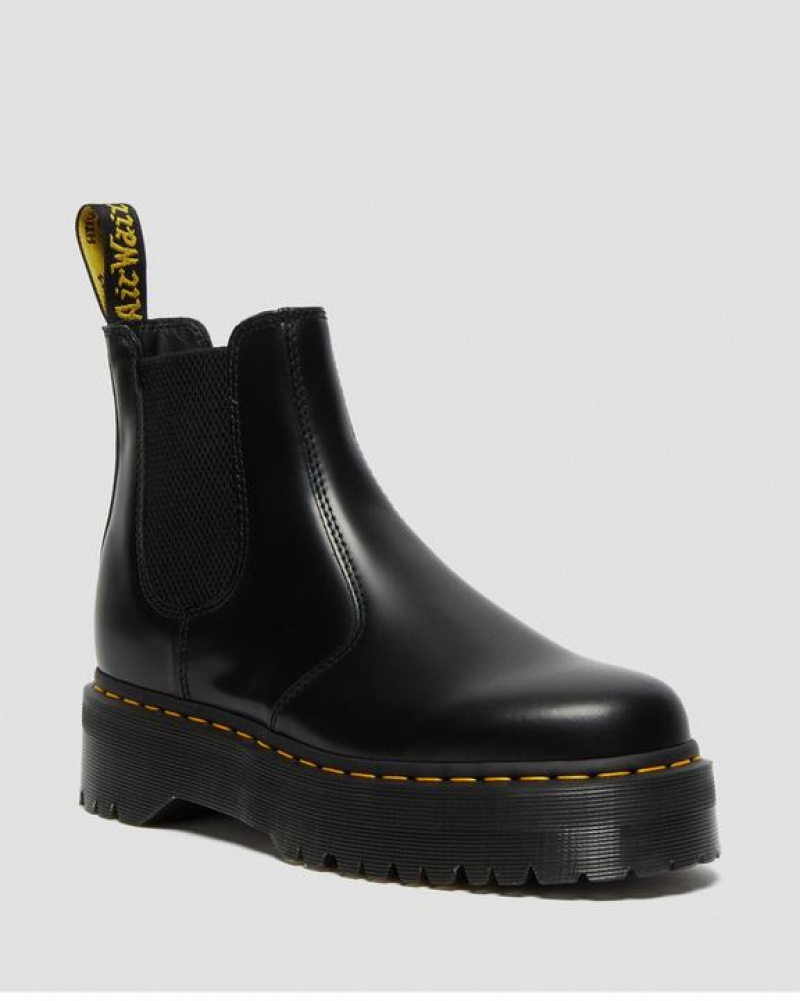 Men\'s Dr Martens 2976 Smooth Leather Platform Chelsea Boots Black | Australia_Dr25333