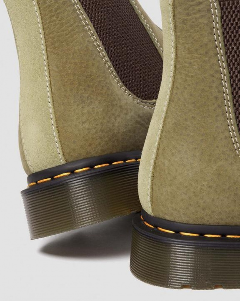 Men's Dr Martens 2976 Tumbled Nubuck Leather Chelsea Boots Olive | Australia_Dr23821