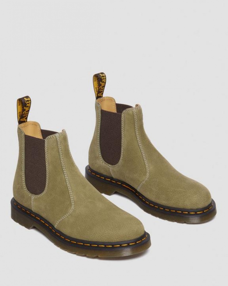 Men's Dr Martens 2976 Tumbled Nubuck Leather Chelsea Boots Olive | Australia_Dr23821