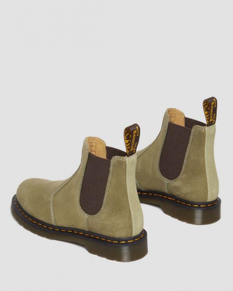 Men's Dr Martens 2976 Tumbled Nubuck Leather Chelsea Boots Olive | Australia_Dr23821