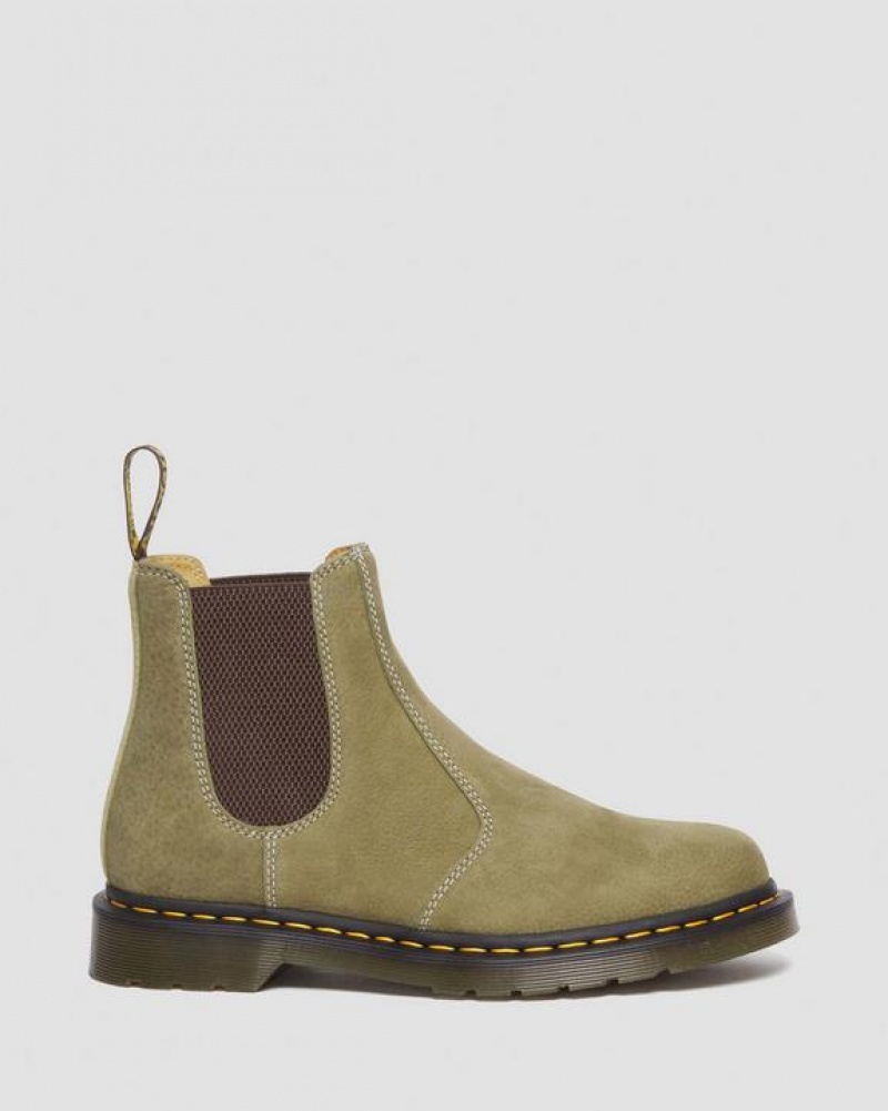 Men's Dr Martens 2976 Tumbled Nubuck Leather Chelsea Boots Olive | Australia_Dr23821