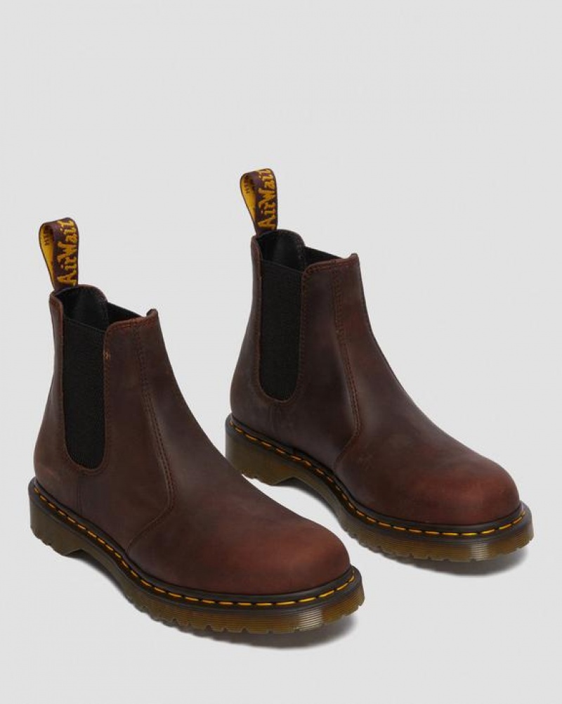 Men's Dr Martens 2976 Waxed Full Grain Leather Chelsea Boots Brown | Australia_Dr56733