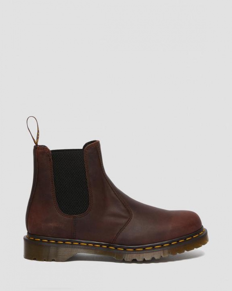 Men's Dr Martens 2976 Waxed Full Grain Leather Chelsea Boots Brown | Australia_Dr56733