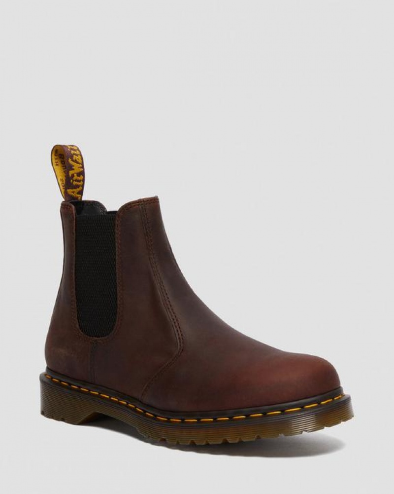 Men\'s Dr Martens 2976 Waxed Full Grain Leather Chelsea Boots Brown | Australia_Dr56733