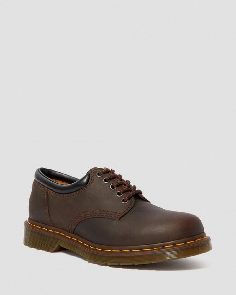 Men\'s Dr Martens 8053 Crazy Horse Leather Casual Shoes Dark Brown | Australia_Dr87906