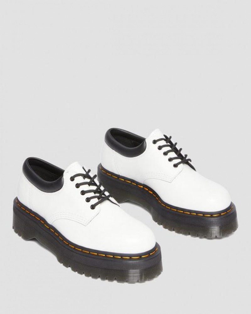 Men's Dr Martens 8053 Leather Casual Platform Shoes White | Australia_Dr23625