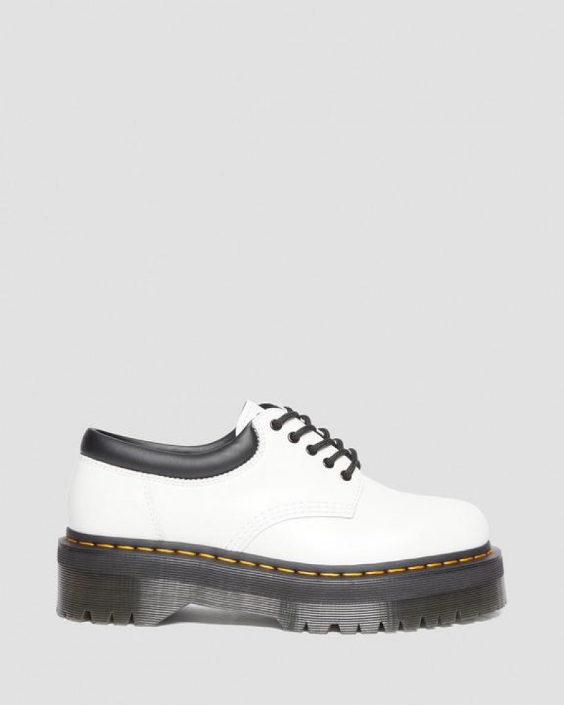 Men's Dr Martens 8053 Leather Casual Platform Shoes White | Australia_Dr23625