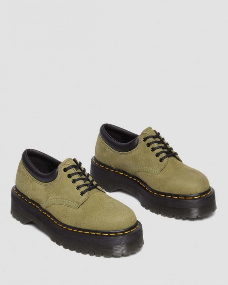 Men's Dr Martens 8053 Tumbled Nubuck Leather Casual Platform Shoes Olive | Australia_Dr42801