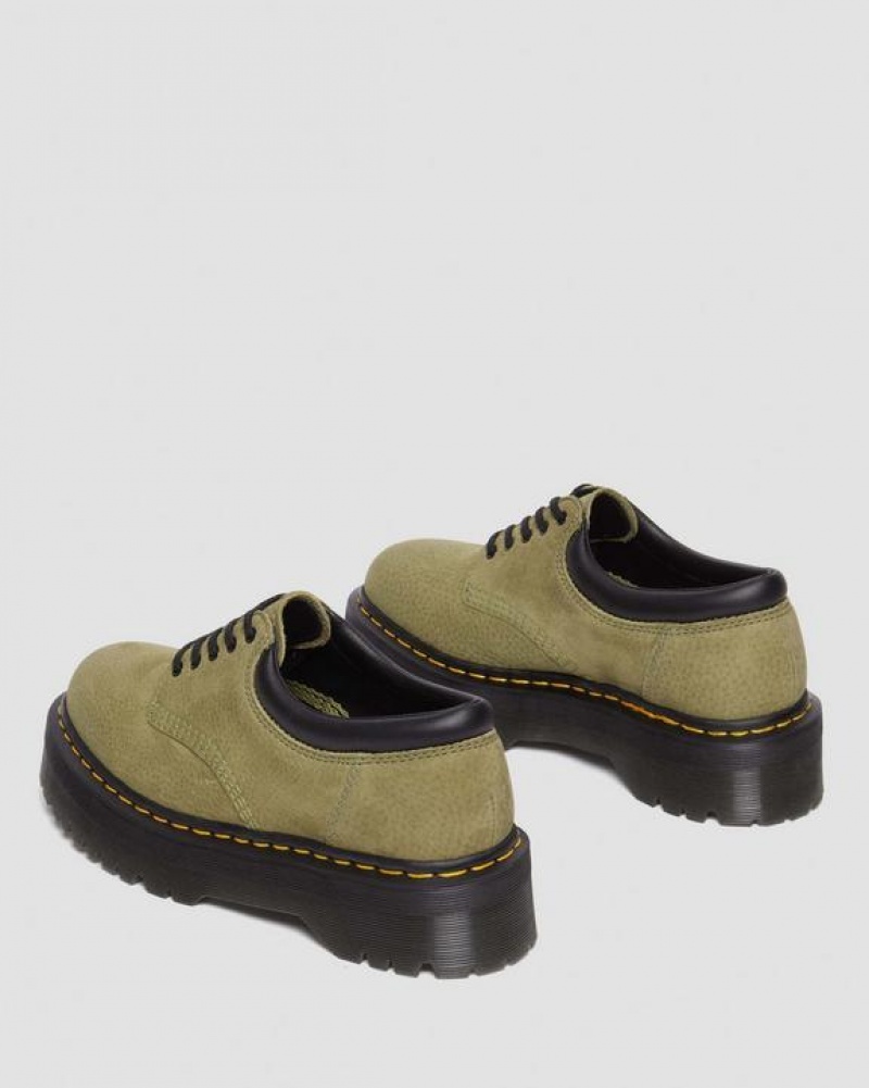 Men's Dr Martens 8053 Tumbled Nubuck Leather Casual Platform Shoes Olive | Australia_Dr42801