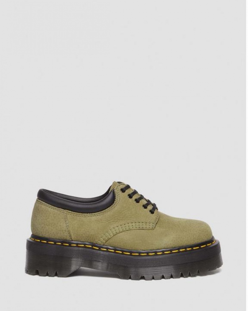 Men's Dr Martens 8053 Tumbled Nubuck Leather Casual Platform Shoes Olive | Australia_Dr42801