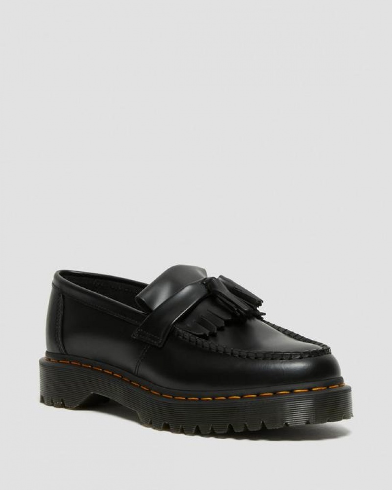 Men\'s Dr Martens Adrian Bex Smooth Leather Tassel Platform Shoes Black | Australia_Dr49615