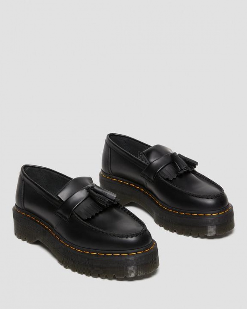 Men's Dr Martens Adrian Leather Tassel Platform Shoes Black | Australia_Dr14460