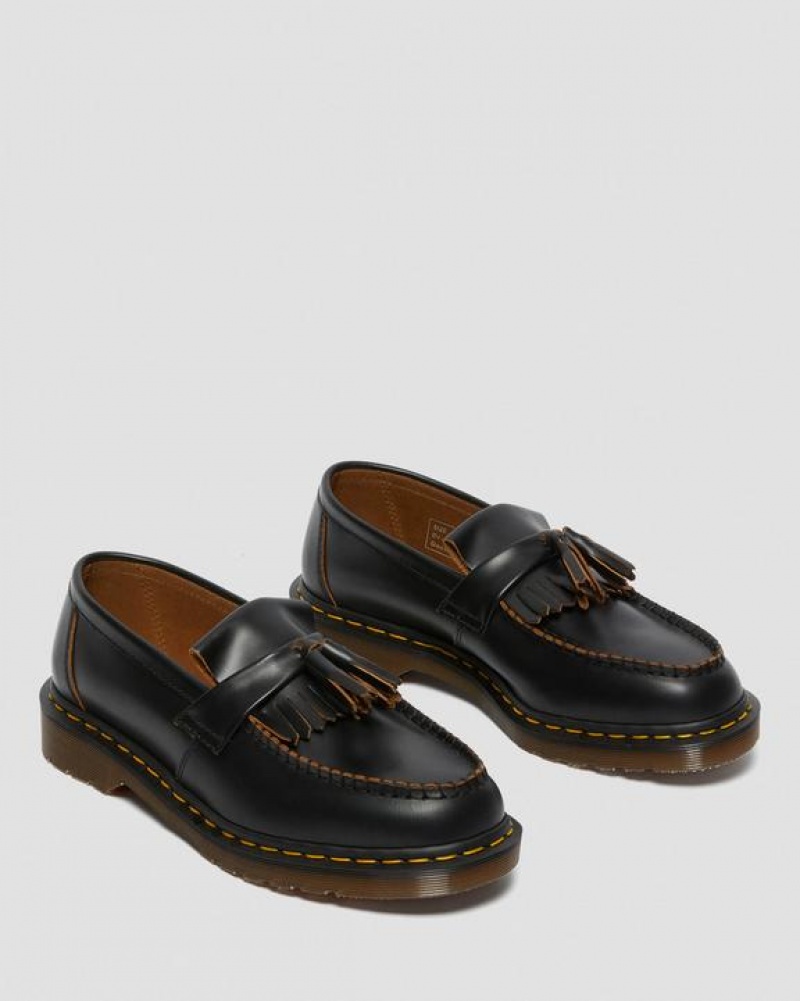 Men's Dr Martens Adrian Made in England Quilon Leather Tassel Shoes Black | Australia_Dr54839