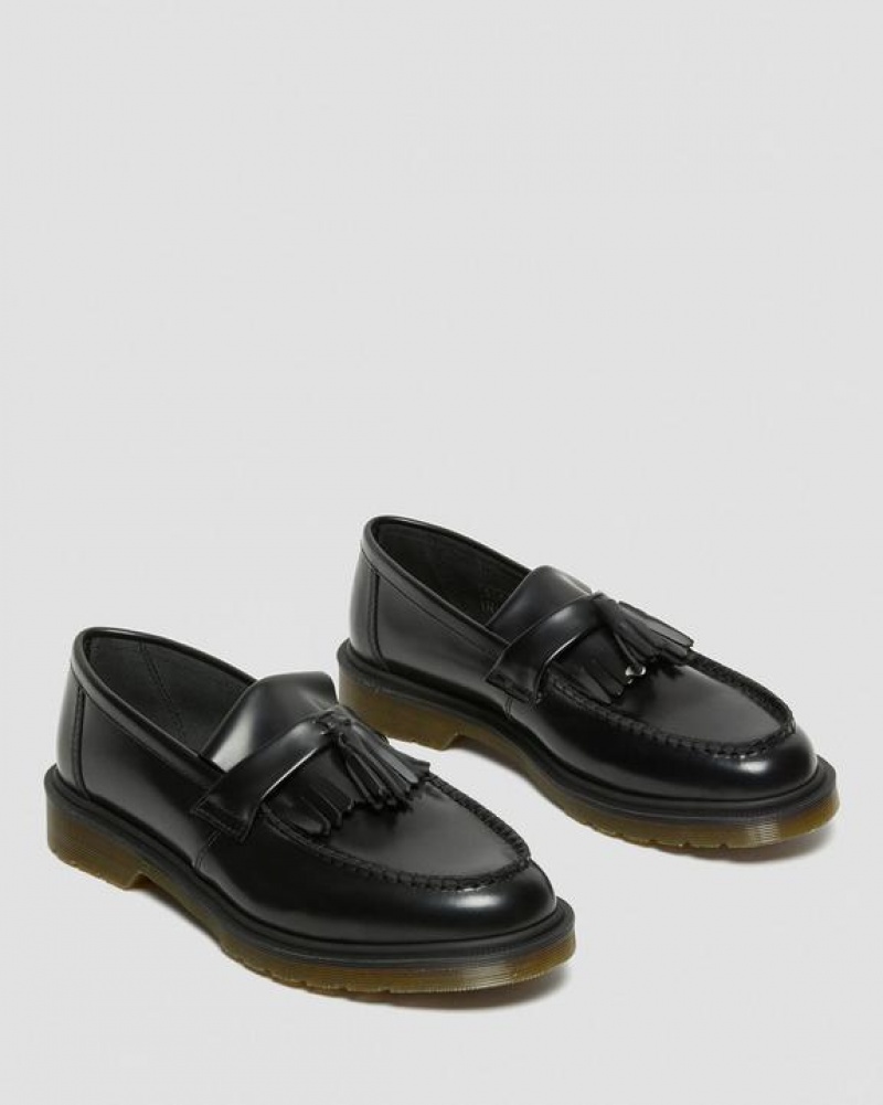 Men's Dr Martens Adrian Smooth Leather Tassel Shoes Black | Australia_Dr47165