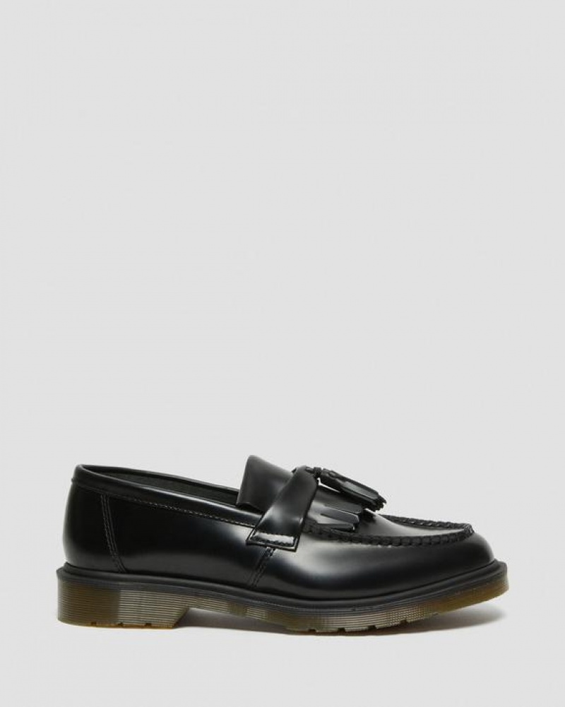 Men's Dr Martens Adrian Smooth Leather Tassel Shoes Black | Australia_Dr47165